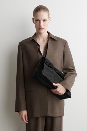 COS Folded Oversized Crinkled Clutch Bag in Black - Women