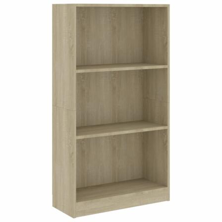 Vidaxl Bokhylla 3 Hyllor Sonoma-ek 60x24x109 Cm Konstruerat Trä Brun