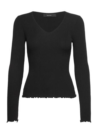 Vmevie Ls V-Neck Pullover Ga Noos Black Vero Moda