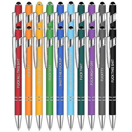 20 stk. Kontor Sjov Kuglepen Motiverende Uhøflige Citater Pen Vibrant Negativ Passiv Sort Blæk