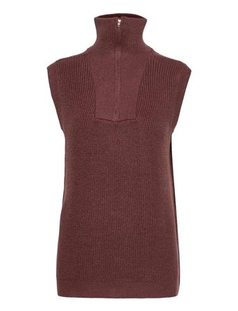 Srjenny Zip Vest Knit Brown Soft Rebels