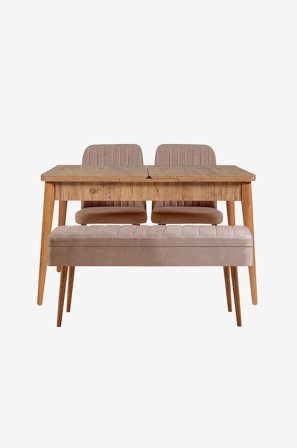 Hanah Home - Sett med bord og stoler (4 deler) - Gina - Brun - Spisegrupper - Fra Homeroom