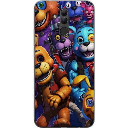 Kompatibelt Mobilskal till Huawei Mate 20 lite Färgstarka animatroniska figurer inspirerade av Five Nights at Freddy’s, intensiv blick, neonljus, s