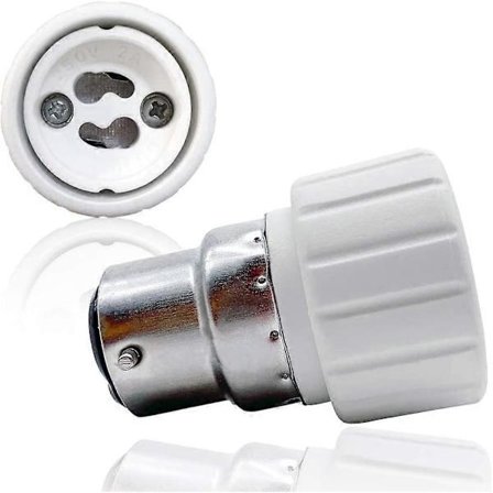 B22 till GU10 Lampfot Konverterare, Glödlampssockel Adapter, Värmebeständig Kontakt, 500W Max Effekt, Upp till 220 Grader - 5-pack [DB]