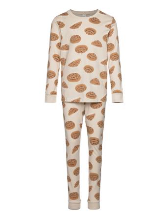 Pajama Uni Aop Pyjamas Sett Beige Lindex*Betinget Tilbud