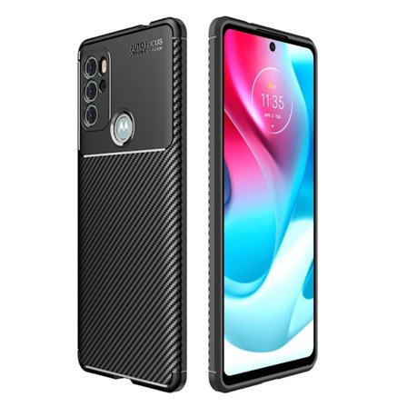 SKALO Moto G60S Carbon Fiber TPU-skal - Svart