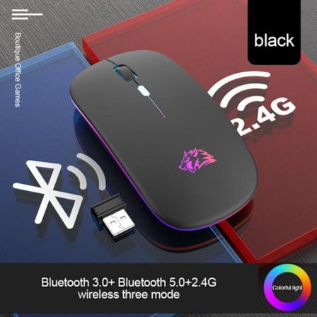 Trådlös mus USB Uppladdningsbar SVART