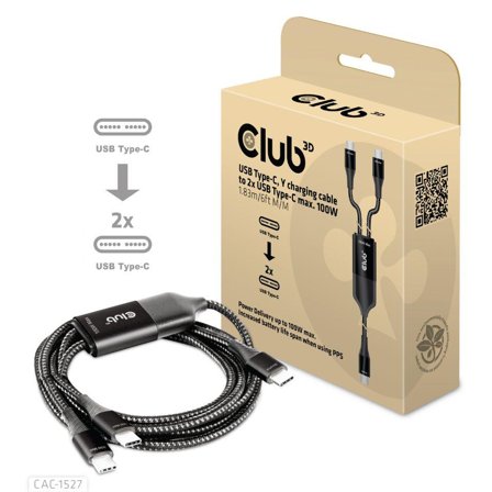 Club 3D USB type C-kabel - 24 pin USB-C til 24 pin USB-C - 1.83 m