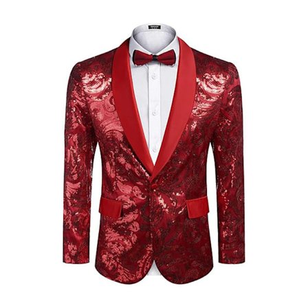 Menners Sequin Blazer Glitrende Glitterjakke Skinnende Blomsterdressjakke
