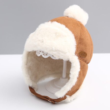 Vinter baby lue plysj Lei Feng lue Barnas semsket ørebeskyttelse