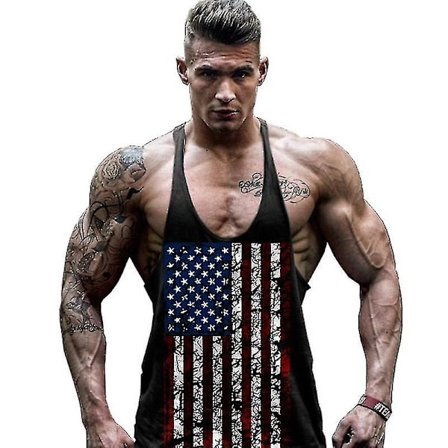 Ärmlös tanktop för män med amerikansk flagga, gym sportväst