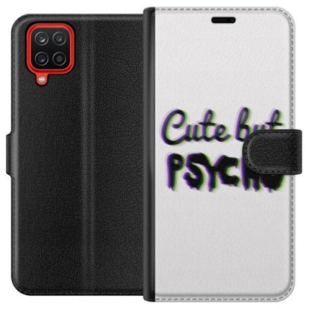 Kompatibel Tegnebogsetui til Samsung Galaxy A12 Rainbow-farvet legetøjsfigur med et glad ansigt og farverige cirkler i en legesyg studieillustration