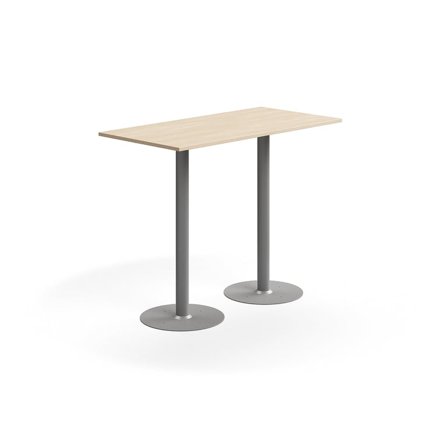 Barbord ALVA, 1400x700x1100 mm, förankringsbart, högtryckslaminat, silver/björk