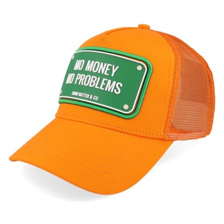 John Hatter & Co - Orange trucker Keps - Mo Money Mo Problems Orange A-Frame Trucker @ Hatstore