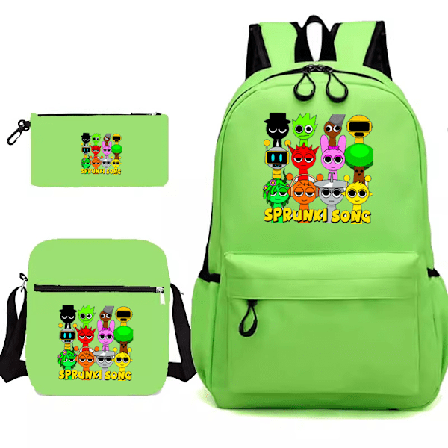 Sprunki song 3-delars set Ryggsäck Mochila Barn Väskor med Kapacitet
