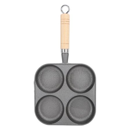 4 Kops Nonstick Æggepande Let Rengøring Jern Køkkengrej med Træhåndtag til Morgenmad