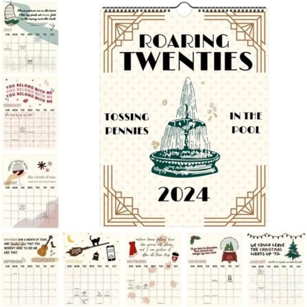 2024 Lyrical Kalender TS Roaring Twenties Taylor Kalender, Eras T0ur Kalender Musik Poster Poster Kalender, Flickor Pojkar 12 Månaders 