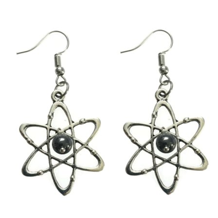 Earrings - Atom - Hematite