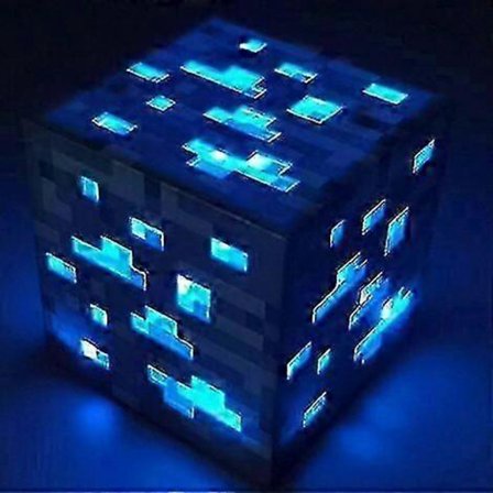Remise Minecraft Spill Periferiutstyr Gruvearbeiderlampe Oppladbar Nattlys Leke (Blå) (LGL)