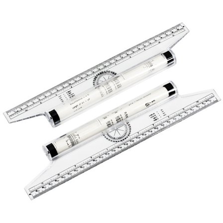 1 stk. rullelinjal i plast, gjennomsiktig flerbruks parallell rullelinjal og