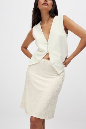 NA-KD Jacquard Mini Skirt - Korte nederdele - Råhvid - L