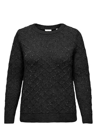 Caralba L/S Glitter O-Neck Knt Tops Knitwear Jumpers Black ONLY Carmakoma