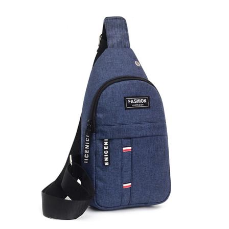 Menn Små Crossbody Skuldertasker med Hodetelefonhull Brystveske Pakke Sling Håndveske Utendørs Reise Sport Blå Blue