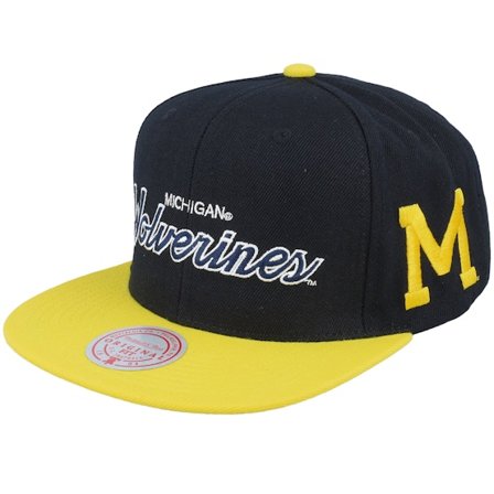 Mitchell & Ness - College Schwarz snapback Cap - Michigan Wolverines Team Script 2.0 Black Snapback @ Hatstore