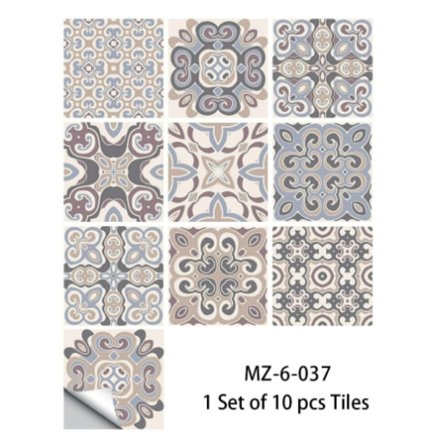 10 stk. gule og blå vintage kakkelklistermærker, køkken-, badeværelses- og vægkakkelklistermærker, skalbare kakkeloverføringsmærker (15cm x 15cm)