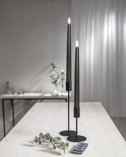 LED antik stearinlys flamme 2-pak + fjernbetjening Grøn