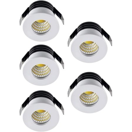 5-pakning 3W LED-innfelte spotlights, LED-innfelte små skap Mini Spot-lampe Tak Downlight Kit Armatur (varmt lys)