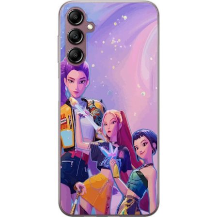 Kompatibelt Mobildeksel til Samsung Galaxy A14 5G Futuristiske popdamer i neonfarger med magiske detaljer mot en drømmeaktig galaksebakgrunn