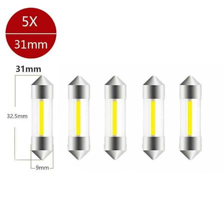 31/36/39/41mm 12vC5W Dobbelhode Bil SMD Feiteng COB LED Interiørlys Hvit