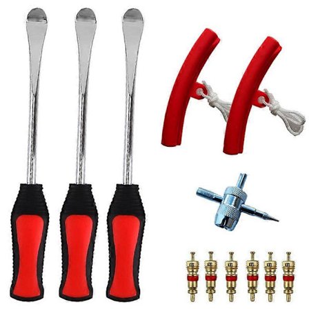 3 stk Dekkjern Verktøysett Motorsykkel Sykkelreparasjon, Profesjonelt Dekkskiftesett med 2 Felgbeskyttere