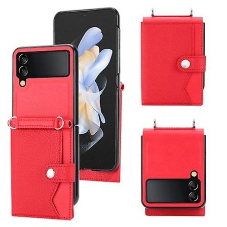 Samsung Galaxy Z Flip3 5g:lle litsikuvioitu yksittäinen painikkeen korttipidike matkapuhelinkotelo pitkällä lanyardilla