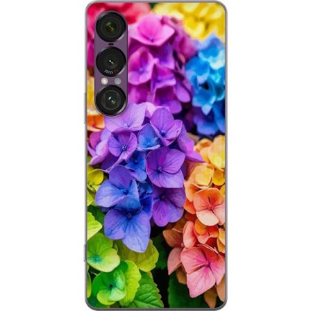 Kompatibelt Mobildeksel til Sony Sony Xperia 1 VII Hydrangea blomster hortensia blomster fargerike regnbue blomstermønster rosa blå lilla gul oransj