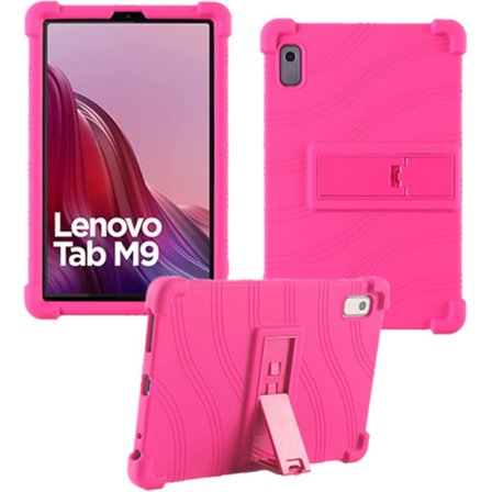 Mjukt justerbart silikonstativ skyddsfodral för Lenovo Tab M9 (TB-310FU, släppt 2023) Tablet Rosa