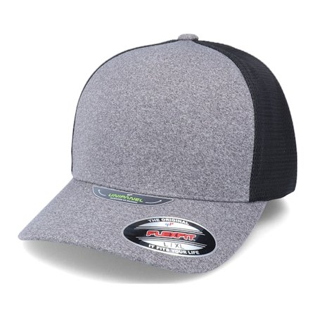 Flexfit - Melange Unipanel Heather Grey/Black Trucker Flexfit Flexfit Grey Cap - @ Hatstore