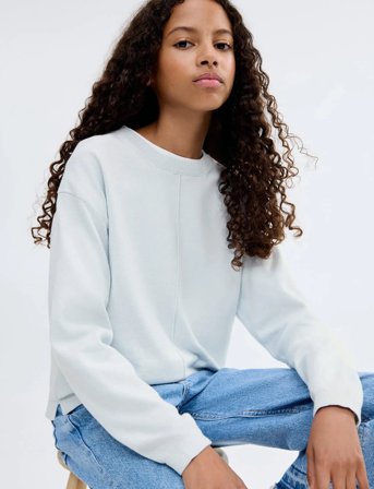 Mango Decorative Seams Cotton Sweater - Blue - 9-10