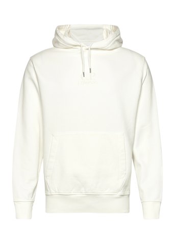 C.P. Company Logo Embroidered Fleece Hoodie - Cream - M