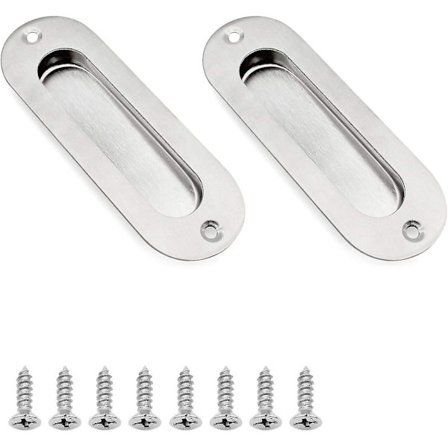 2 stk. Flush Skyvedørsgrep Ovalt Innsenkbar Skap