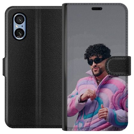 Yhteensopiva Lompakkokotelo Sony Xperia 5 V Värikäs kuvaus surullisesta sydämestä rannalla palmujen, delfiinien ja auringonlaskun kanssa retro-taitees