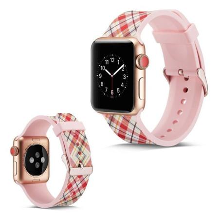 Apple Watch Series 5 40mm camouflage silikoninen kellonauha - Ruusu Ruutukuvioita Pink