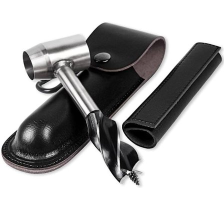 Träbearbetning Handborr, Hand Survival Borr Med Holster, Hand Auger Jungle Verktyg, Camping Hål Punch Verktyg (svart)