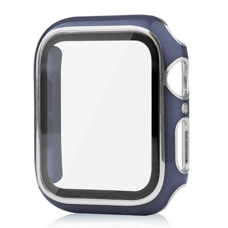 Apple Watch SE 2022 (40mm) dual color electroplating cover with tempered glass - Blue / Silver