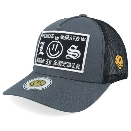 Lucid Smile - Grå trucker Keps - L&s Sweden Patch Black A-Frame Trucker @ Hatstore