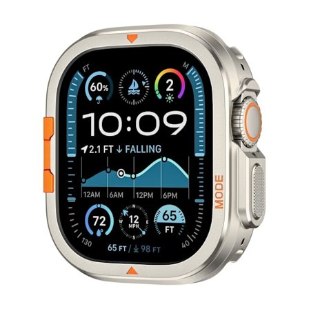 Apple Watch Ultra 49mm / Ultra 2 49mm beskyttelsesdeksel Fallsikkert metall + støtsikkert dekseletui - Titan