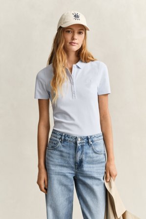 GANT Damen Slim Fit Piqué Poloshirt (XS) Hellblau