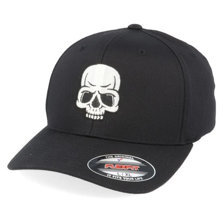 Iconic - Svart flexfit Keps - Bad Skull Black Flexfit @ Hatstore