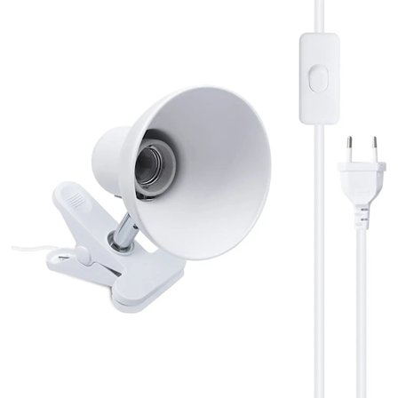 Bordlampeholder Klemme Skrivebordslampe E27 Pæreholder (Hvit)